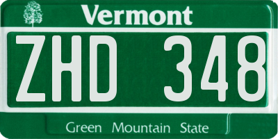 VT license plate ZHD348
