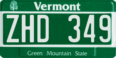 VT license plate ZHD349