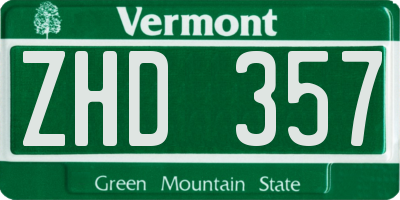 VT license plate ZHD357