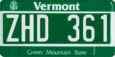 VT license plate ZHD361