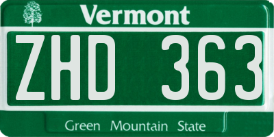 VT license plate ZHD363