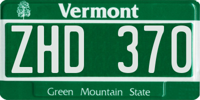 VT license plate ZHD370