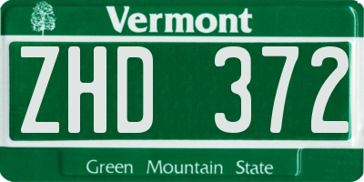 VT license plate ZHD372