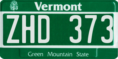 VT license plate ZHD373