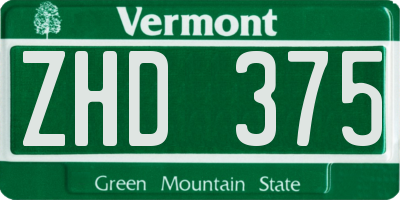VT license plate ZHD375
