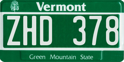VT license plate ZHD378