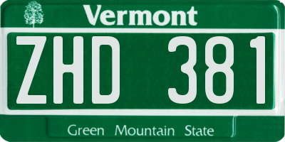 VT license plate ZHD381