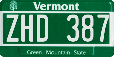VT license plate ZHD387