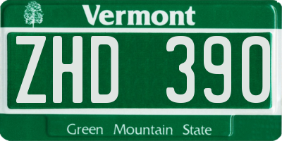 VT license plate ZHD390