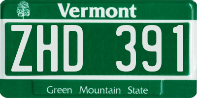VT license plate ZHD391
