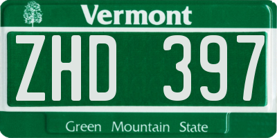 VT license plate ZHD397