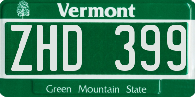 VT license plate ZHD399