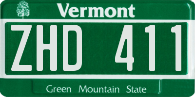 VT license plate ZHD411