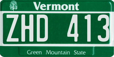 VT license plate ZHD413