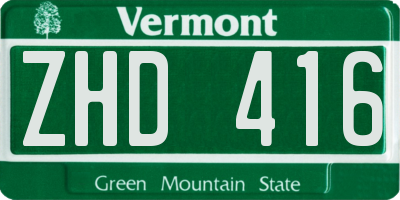 VT license plate ZHD416