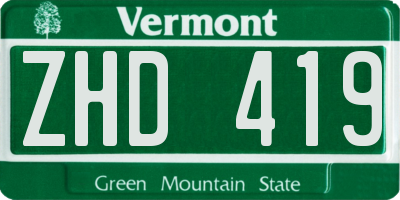 VT license plate ZHD419