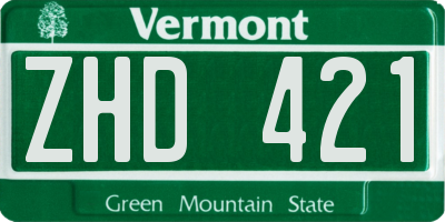 VT license plate ZHD421
