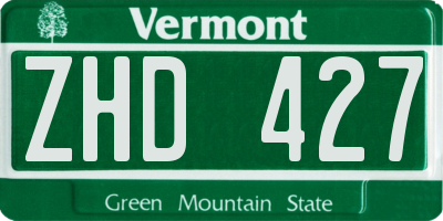 VT license plate ZHD427