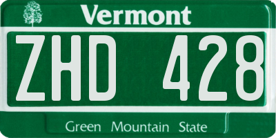VT license plate ZHD428