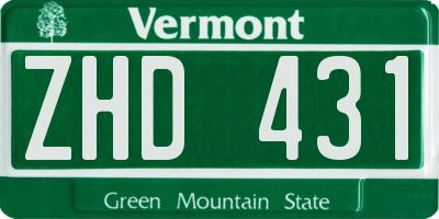 VT license plate ZHD431