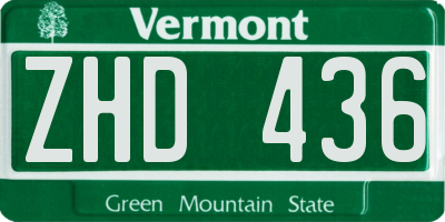VT license plate ZHD436