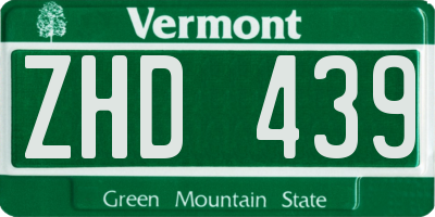 VT license plate ZHD439