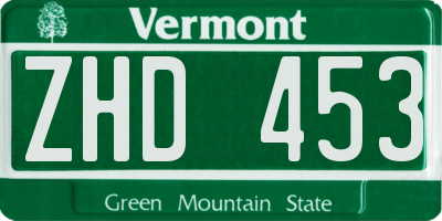 VT license plate ZHD453