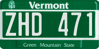 VT license plate ZHD471