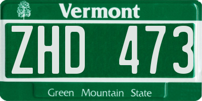 VT license plate ZHD473
