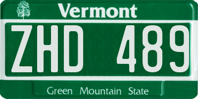 VT license plate ZHD489