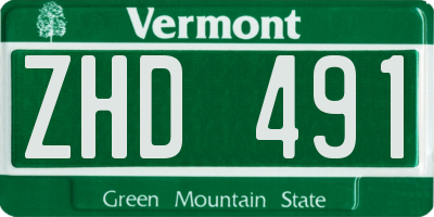 VT license plate ZHD491
