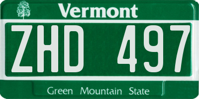 VT license plate ZHD497