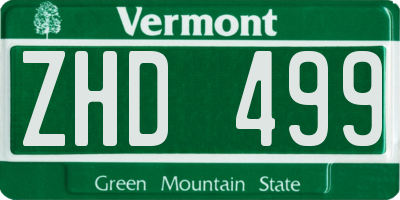 VT license plate ZHD499