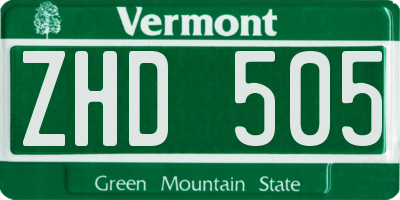 VT license plate ZHD505