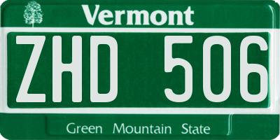 VT license plate ZHD506