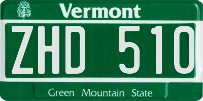 VT license plate ZHD510