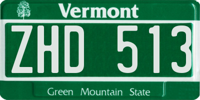 VT license plate ZHD513