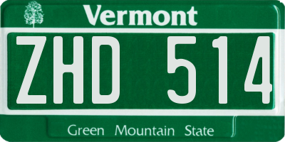 VT license plate ZHD514