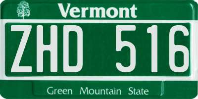 VT license plate ZHD516