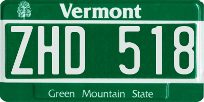 VT license plate ZHD518