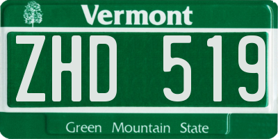 VT license plate ZHD519