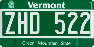 VT license plate ZHD522