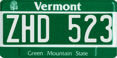 VT license plate ZHD523