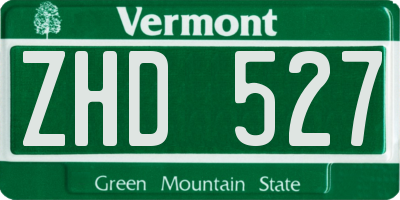 VT license plate ZHD527