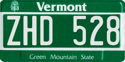 VT license plate ZHD528