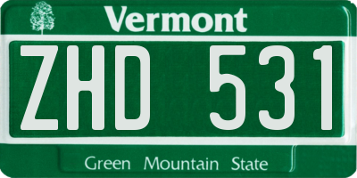 VT license plate ZHD531