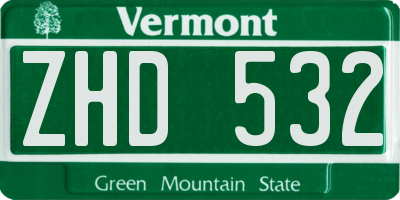 VT license plate ZHD532