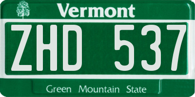 VT license plate ZHD537