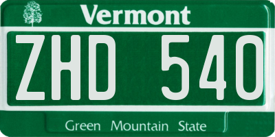 VT license plate ZHD540