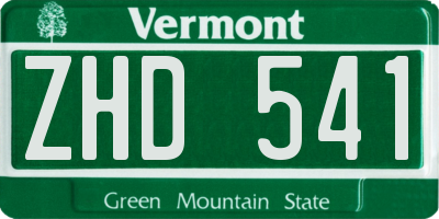 VT license plate ZHD541